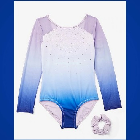 NWT Justice Ombre Sparkle Long Sleeve Leotard - Picture 2 of 3